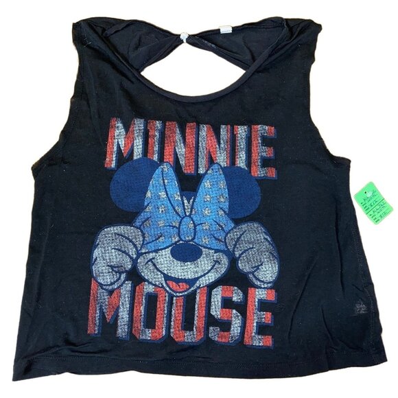 Minnie Mouse Womens Black Sleeveless Tank Top With Back Cutout Design Size Large - Picture 1 of 5
